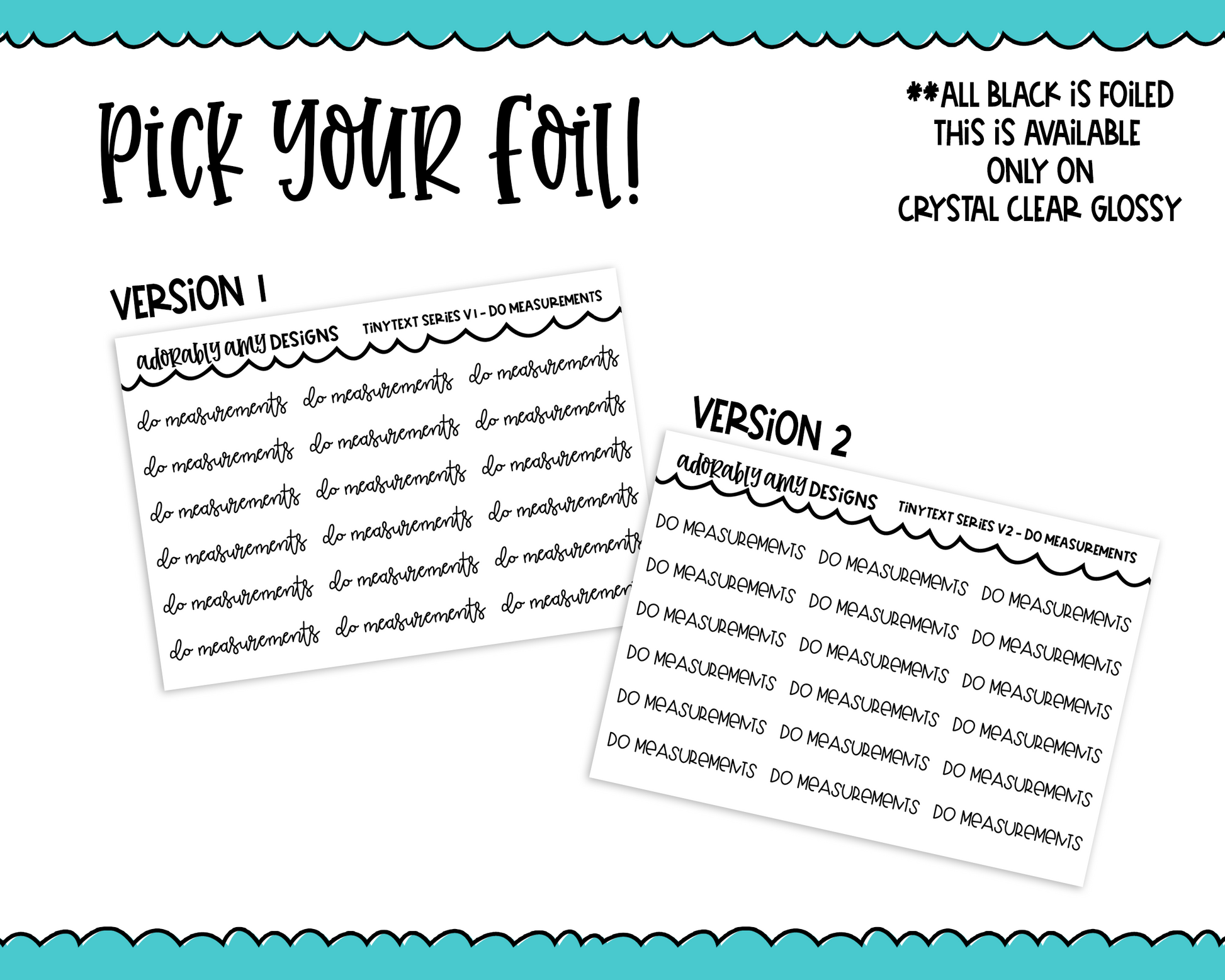 Foiled Tiny Text Series - Do Measurements Checklist Size Planner Stickers for any Planner or Insert - Adorably Amy Designs