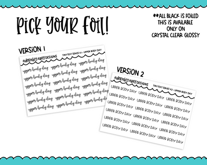 Foiled Tiny Text Series - Upper Body Day Checklist Size Planner Stickers for any Planner or Insert