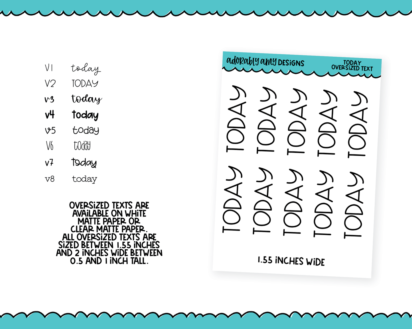 Oversized Text - Today Large Text Planner Stickers