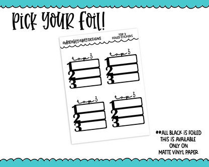 Foiled Top 3 Priority Plans Tracker Reminder Planner Stickers for any Planner or Insert - Adorably Amy Designs