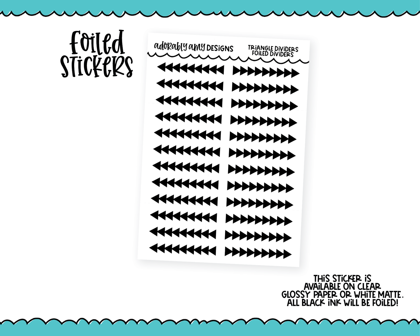 Foiled Triangle Headers or Dividers Planner Stickers for any Planner or Insert