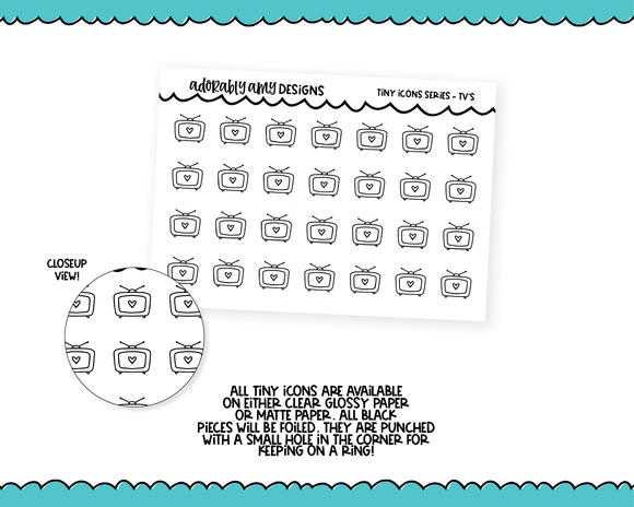 Foiled Tiny Icon Series - Mini Televisions Binge Watch TV Tiny Size Planner Stickers for any Planner or Insert