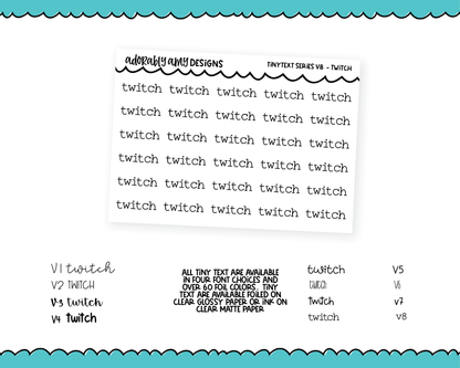 Foiled Tiny Text Series - Twitch Checklist Size Planner Stickers for any Planner or Insert