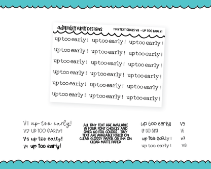 Foiled Tiny Text Series - Up Too Early Checklist Size Planner Stickers for any Planner or Insert