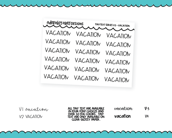 Foiled Tiny Text Series - Vacation Checklist Size Planner Stickers for any Planner or Insert
