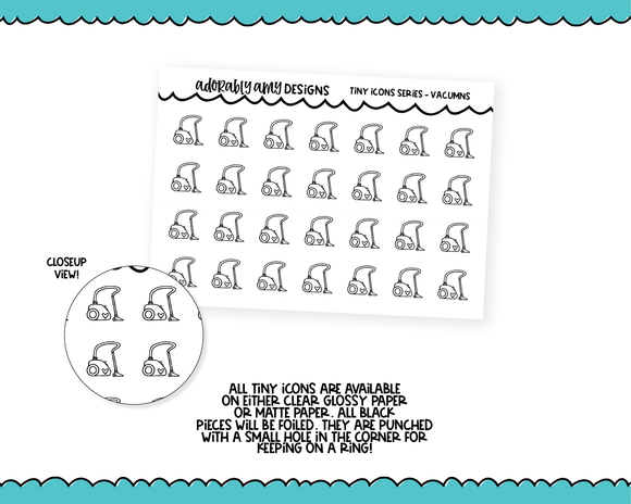 Foiled Tiny Icon Series - Vacuums Tiny Size Planner Stickers for any Planner or Insert