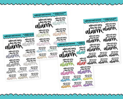 Rainbow or Black Victimized By My Alarm Typography Planner Stickers for any Planner or Insert