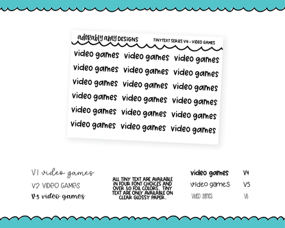 Foiled Tiny Text Series - Video Games Checklist Size Planner Stickers for any Planner or Insert