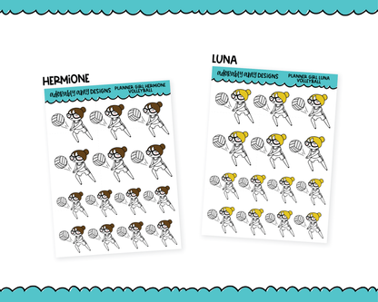 Doodled Planner Girls Character Stickers Volleyball Decoration Planner Stickers for any Planner or Insert