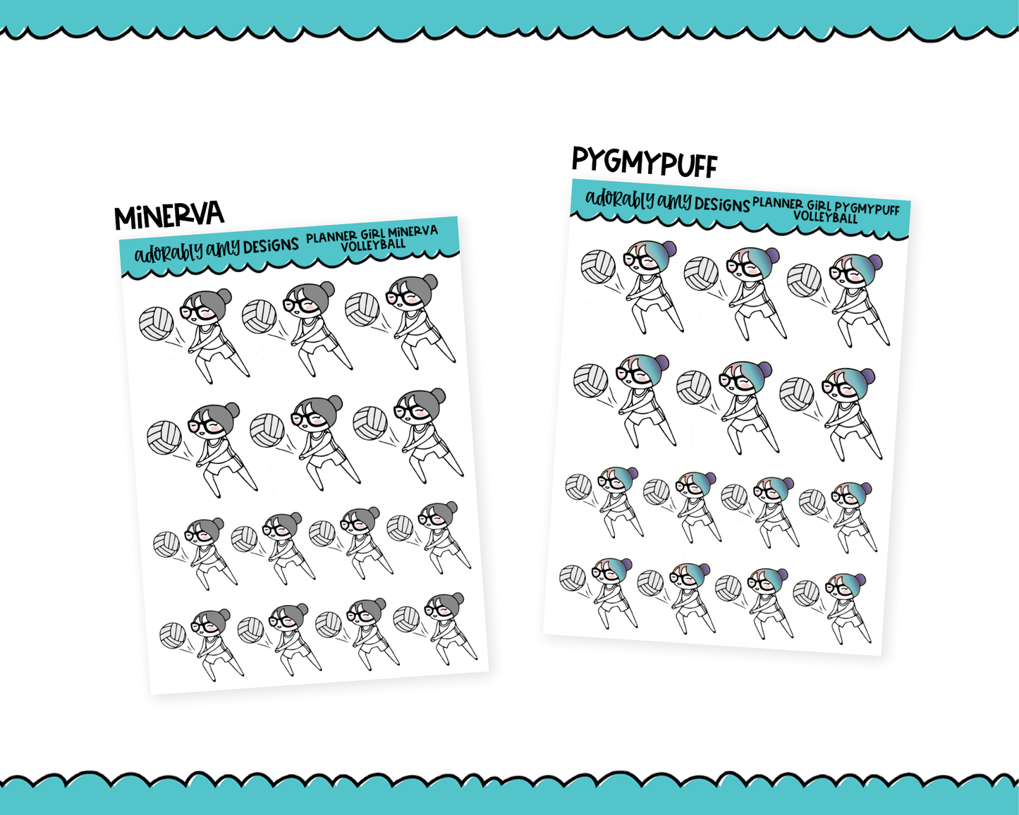 Doodled Planner Girls Character Stickers Volleyball Decoration Planner Stickers for any Planner or Insert