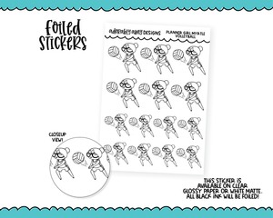 Foiled Doodled Girls Volleyball Planner Stickers for any Planner or Insert