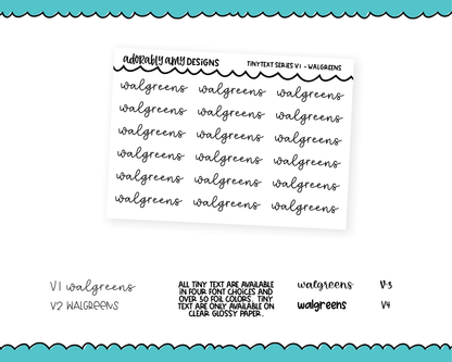 Foiled Tiny Text Series - Walgreens Checklist Size Planner Stickers for any Planner or Insert