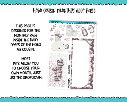 Hobonichi Cousin Monthly Pick Your Month Warm and Fuzzy Pastel Winter Themed Planner Sticker Kit for Hobo Cousin or Similar Planners