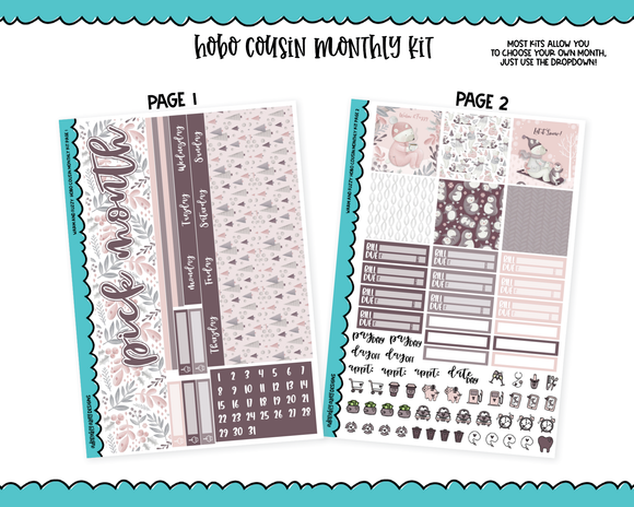 Hobonichi Cousin Monthly Pick Your Month Warm and Fuzzy Pastel Winter Themed Planner Sticker Kit for Hobo Cousin or Similar Planners