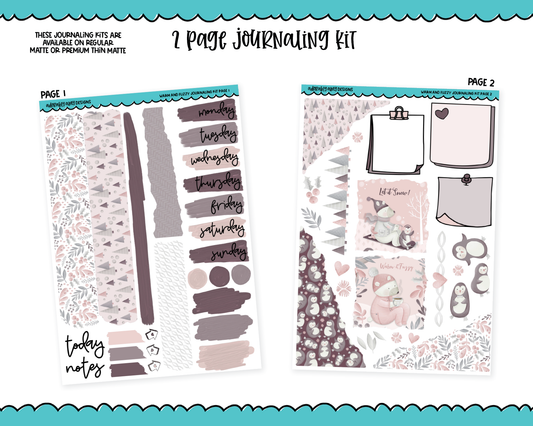 Journaling Kit Warm and Fuzzy Pastel Winter Themed Planner Sticker Kit in White OR Black for Blackout Planners