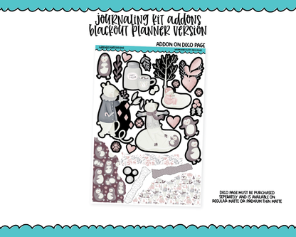 Journaling Kit Warm and Fuzzy Pastel Winter Themed Planner Sticker Kit in White OR Black for Blackout Planners