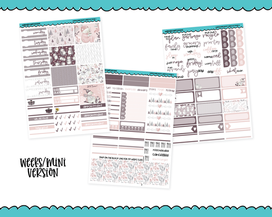 Mini B6/Weeks Warm and Fuzzy Pastel Winter Themed Weekly Planner Sticker Kit sized for ANY Vertical Insert