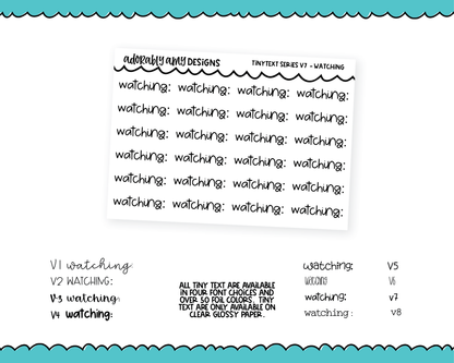 Foiled Tiny Text Series - Watching Checklist Size Planner Stickers for any Planner or Insert