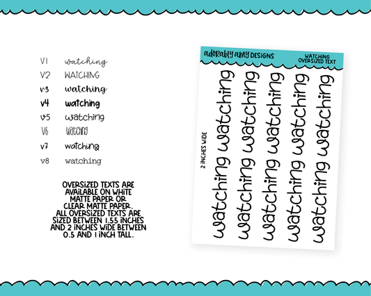 Oversized Text - Watching Large Text Planner Stickers