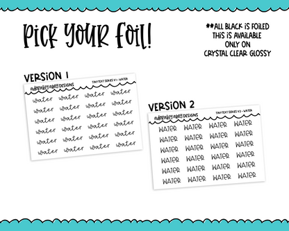 Foiled Tiny Text Series - Water Checklist Size Planner Stickers for any Planner or Insert