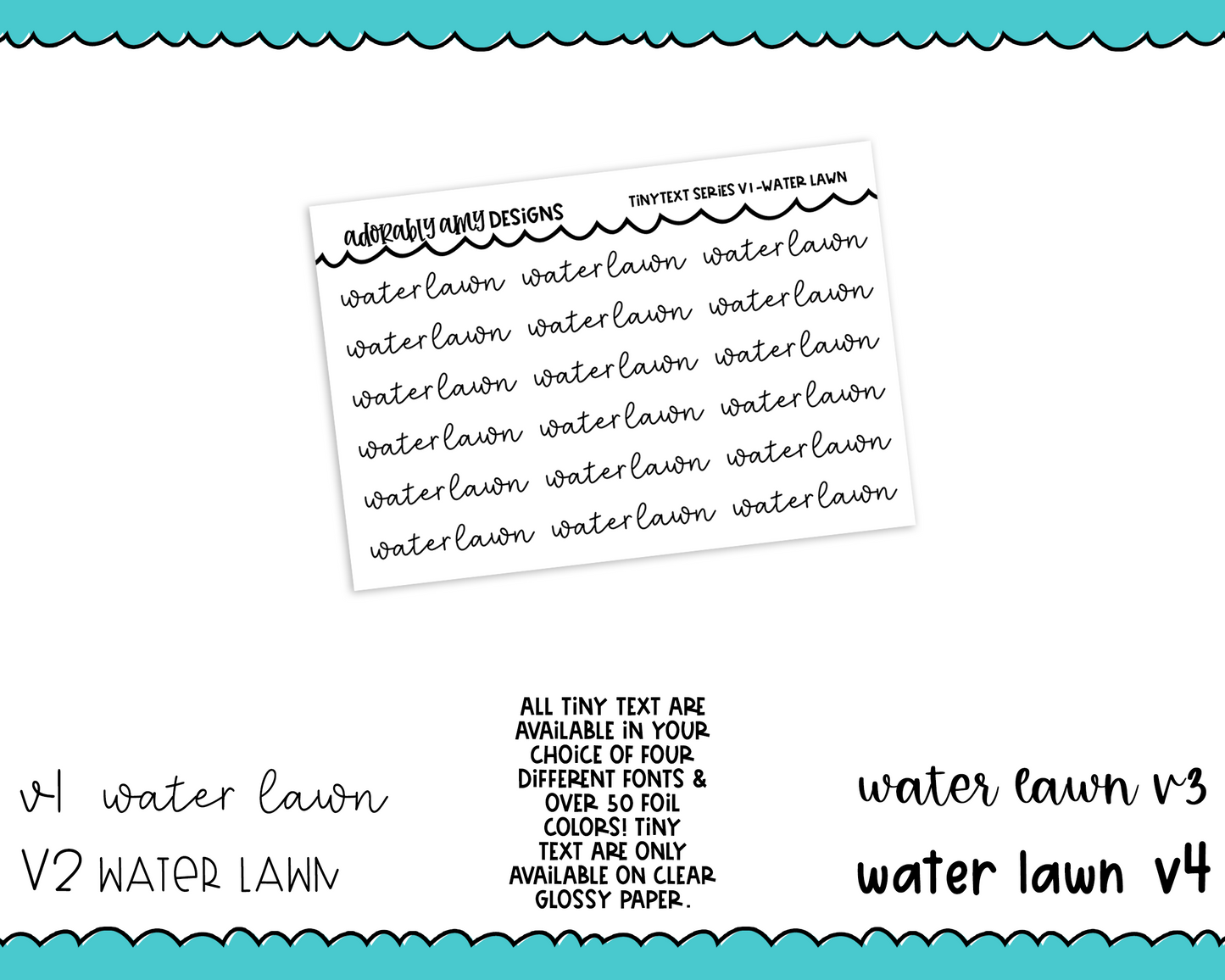 Foiled Tiny Text Series - Water Lawn Checklist Size Planner Stickers for any Planner or Insert