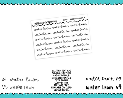 Foiled Tiny Text Series - Water Lawn Checklist Size Planner Stickers for any Planner or Insert
