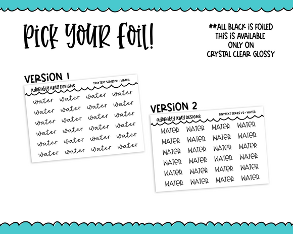 Foiled Tiny Text Series -   Water Checklist Size Planner Stickers for any Planner or Insert