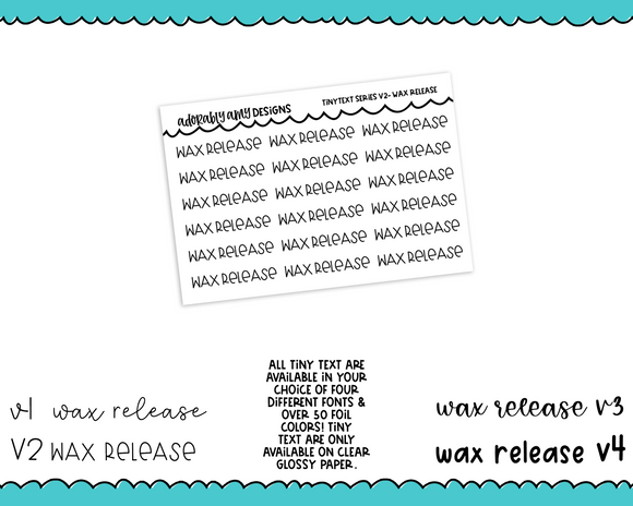 Foiled Tiny Text Series - Wax Release Checklist Size Planner Stickers for any Planner or Insert
