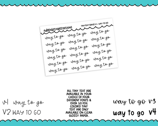 Foiled Tiny Text Series - Way To Go Checklist Size Planner Stickers for any Planner or Insert