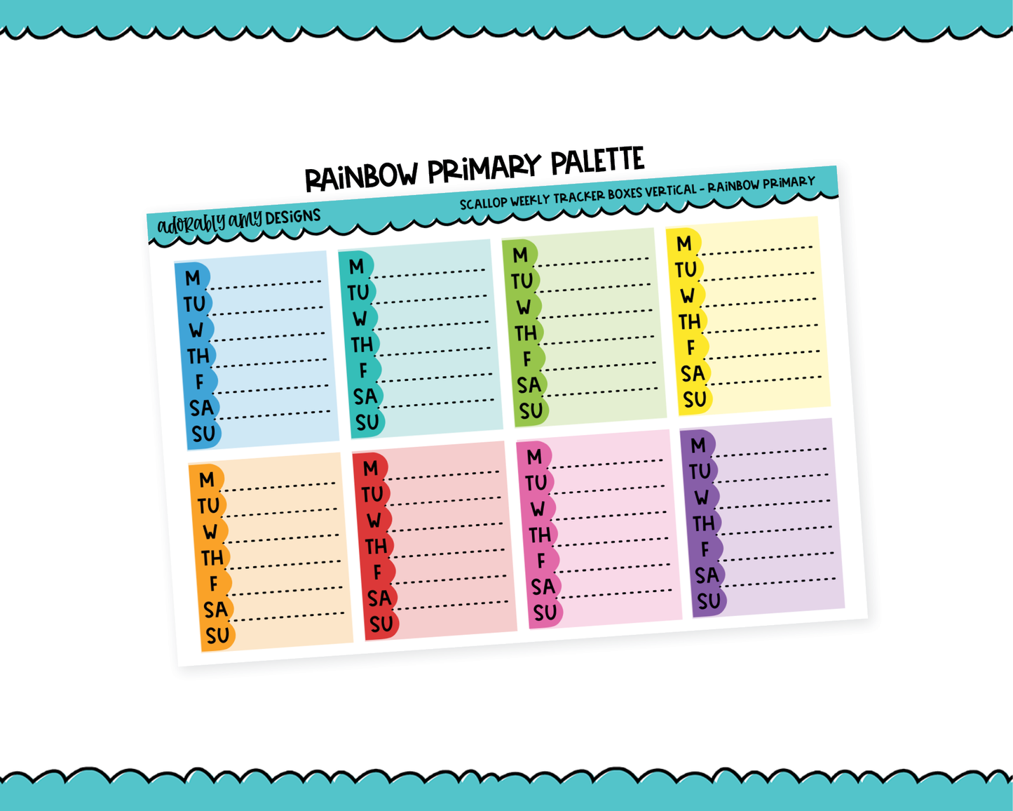 Rainbow Scallop Weekly Tracker Stickers Planner Stickers for any Planner or Insert