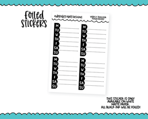 Foiled Sidebar Weekly Tracker Boxes Planner Stickers for any Planner or Insert