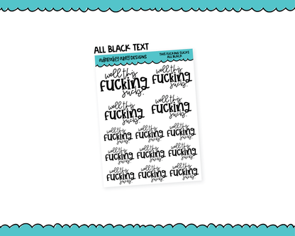 Rainbow or Black Well This Fucking Sucks Snarky Typography Planner Stickers for any Planner or Insert
