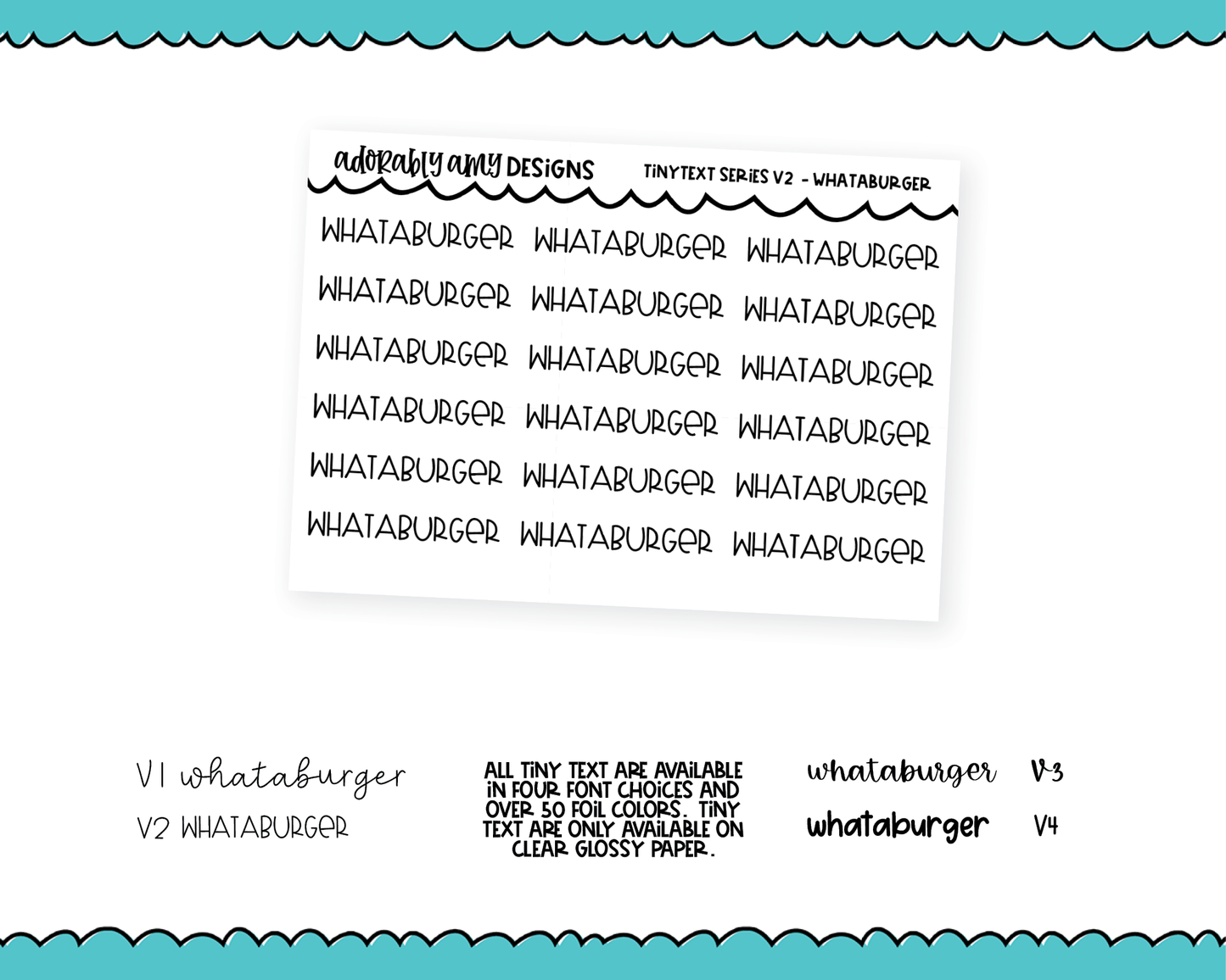 Foiled Tiny Text Series - Whataburger Checklist Size Planner Stickers for any Planner or Insert