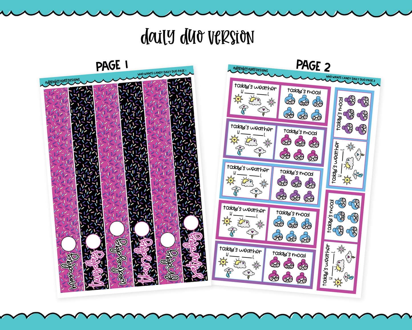 Daily Duo Who Wants Candy Themed Weekly Planner Sticker Kit for Daily Duo Planner