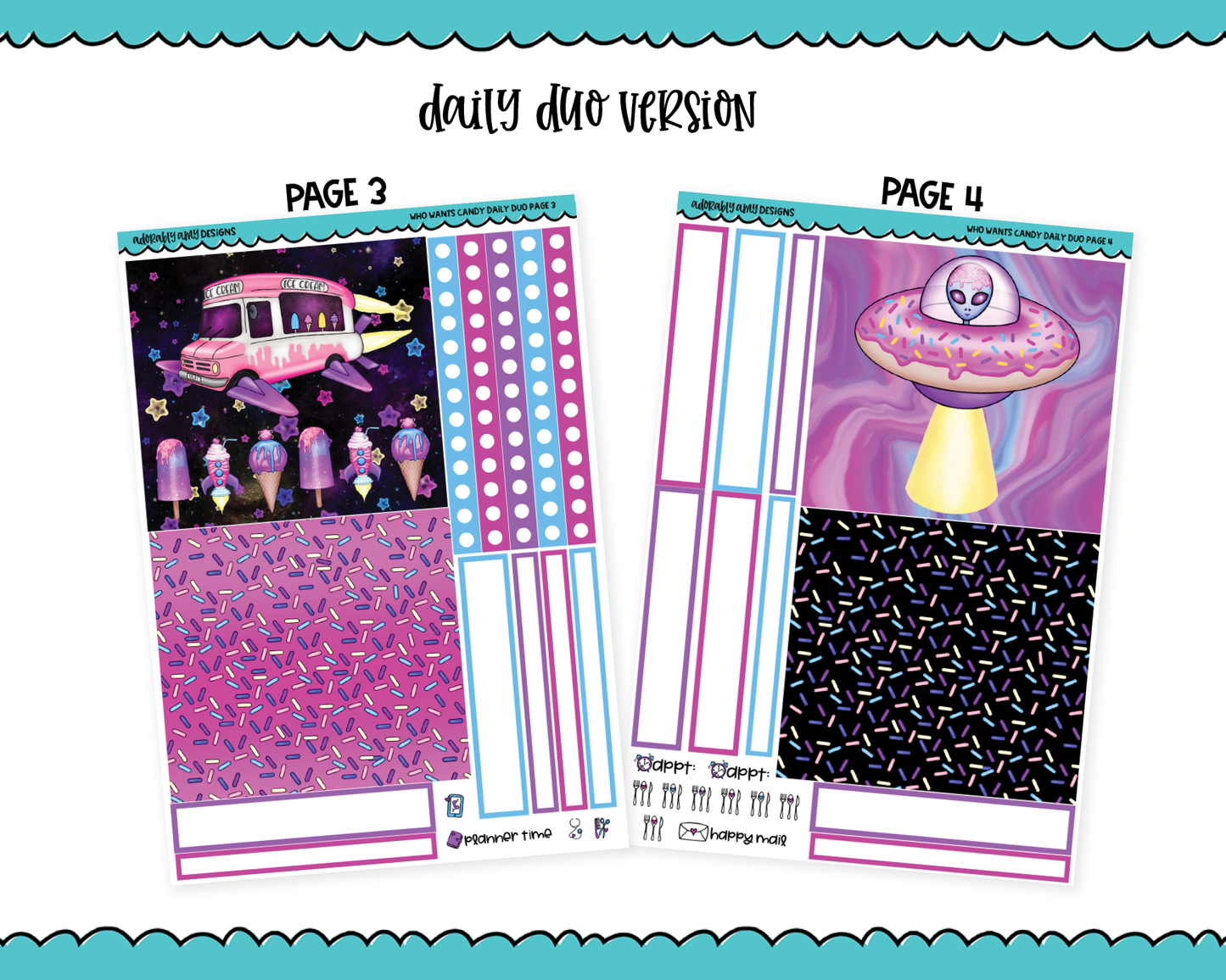 Daily Duo Who Wants Candy Themed Weekly Planner Sticker Kit for Daily Duo Planner