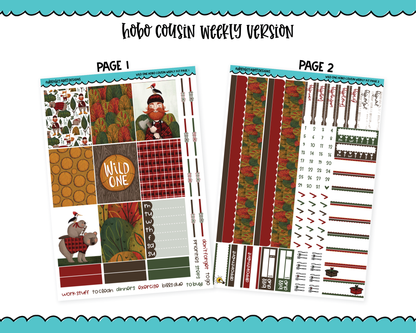 Hobonichi Cousin Weekly Wild One Fall Lumberjack Themed Planner Sticker Kit for Hobo Cousin or Similar Planners
