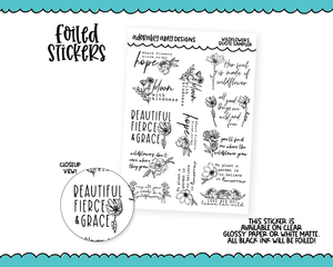 Foiled Wildflower Motivational Quote Sampler Planner Stickers for any Planner or Insert