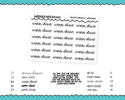 Foiled Tiny Text Series - Winn-Dixie Checklist Size Planner Stickers for any Planner or Insert