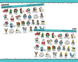 Doodled Planner Girls Character Stickers Winter Bucket List Decoration Planner Stickers for any Planner or Insert