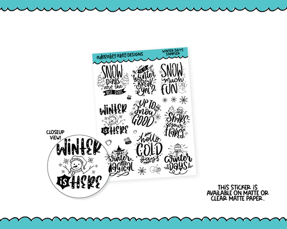 Winter Days Typography Planner Stickers for any Planner or Insert