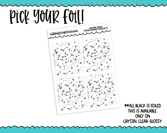 Foiled Clear Snowflake Header/Divider Overlay Planner Stickers for any Planner or Insert - Adorably Amy Designs