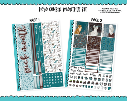 Hobonichi Cousin Monthly Pick Your Month Winter's Eve Nature Winter Themed Planner Sticker Kit for Hobo Cousin or Similar Planners