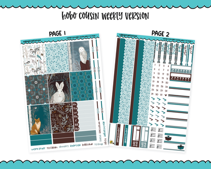 Hobonichi Cousin Weekly Winter's Eve Animal Winter Themed Planner Sticker Kit for Hobo Cousin or Similar Planners