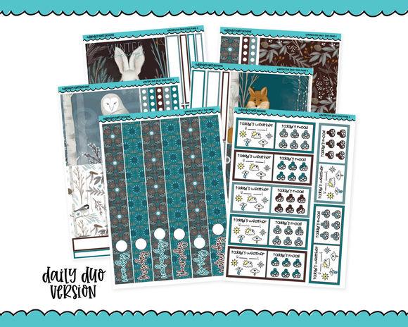 Daily Duo Winter's Eve Animal Winter Themed Weekly Planner Sticker Kit for Daily Duo Planner