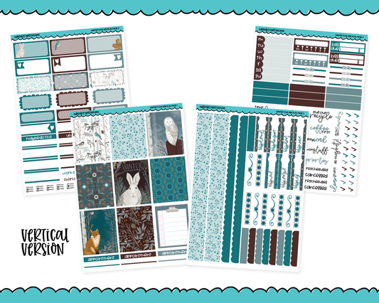 Vertical Winter's Eve Winter Animal Themed Planner Sticker Kit for Vertical Standard Size Planners or Inserts