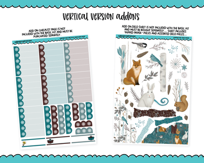 Vertical Winter's Eve Winter Animal Themed Planner Sticker Kit for Vertical Standard Size Planners or Inserts