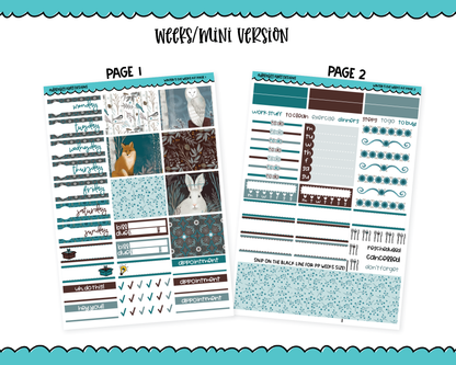 Mini B6/Weeks Winter's Eve Animal Winter Themed Weekly Planner Sticker Kit sized for ANY Vertical Insert