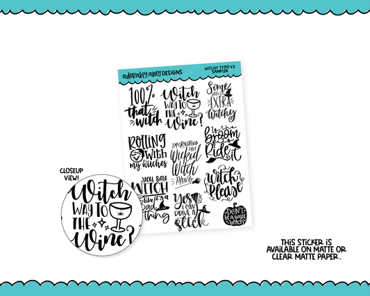 Witchy Typography V2 Sampler Planner Stickers for any Planner or Insert