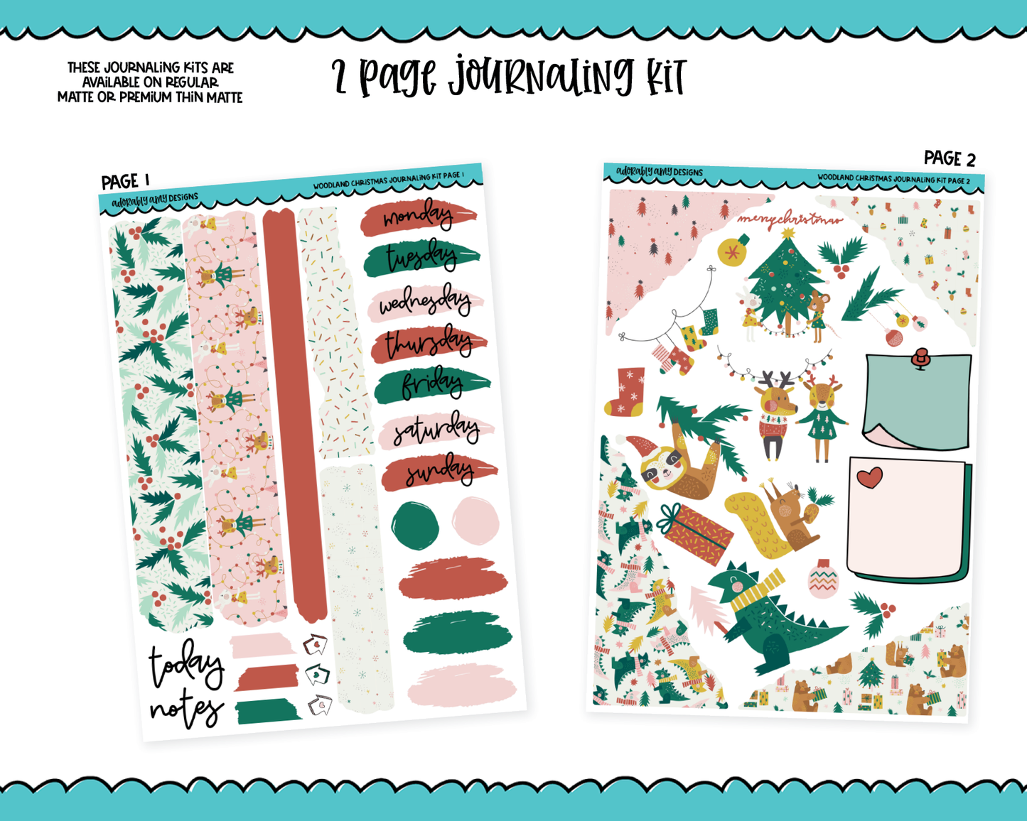 Journaling Kit - Woodland Christmas Animal Creatures Holiday Planner Sticker Kit