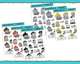 Planner Girls Character Stickers Work Time Working and Schedule Reminder Planner Stickers for any Planner or Insert - Adorably Amy Designs